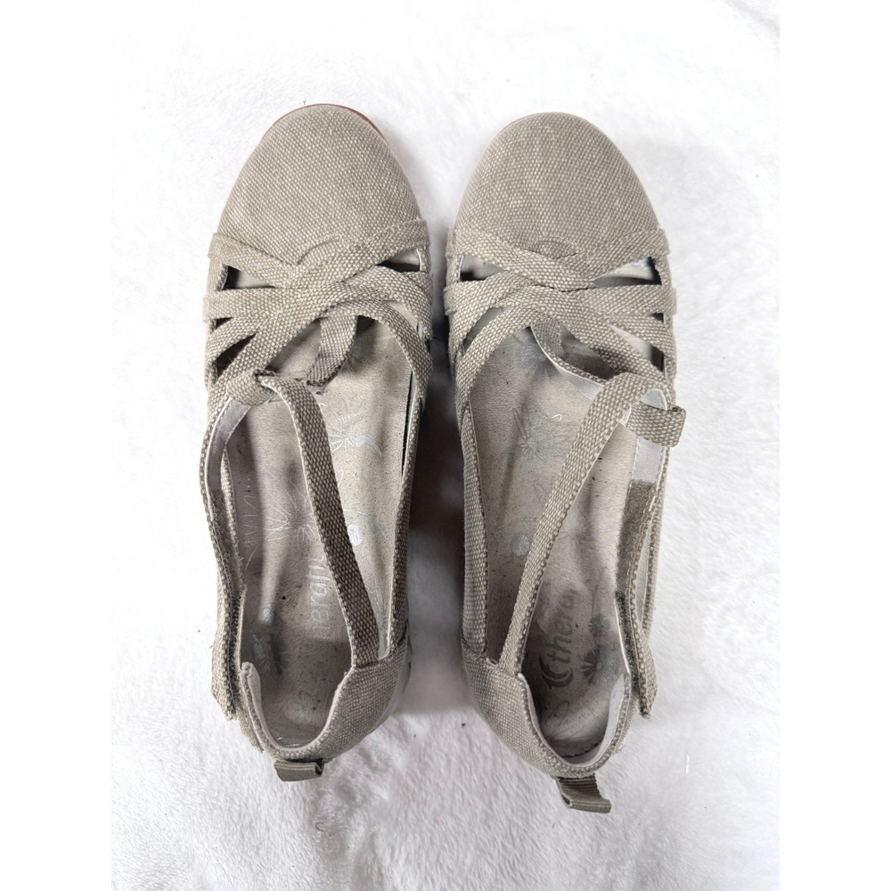 Therafit Danielle Tan Fabric Crisscross Strap Slip Resistant Walking Shoes 7.5-8